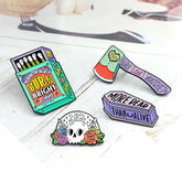 Skull, Matchbox and Axe Brooch